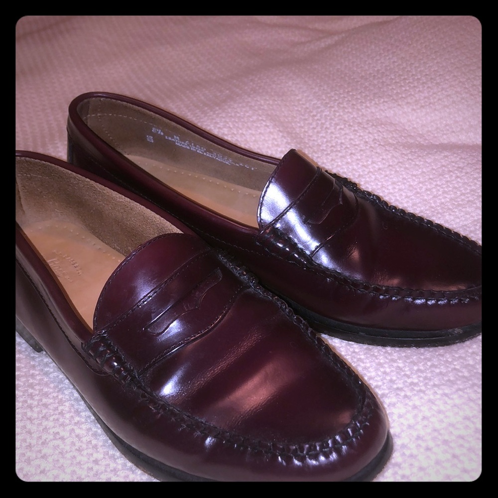 Brown/Burgundy leather Bass penny loafers